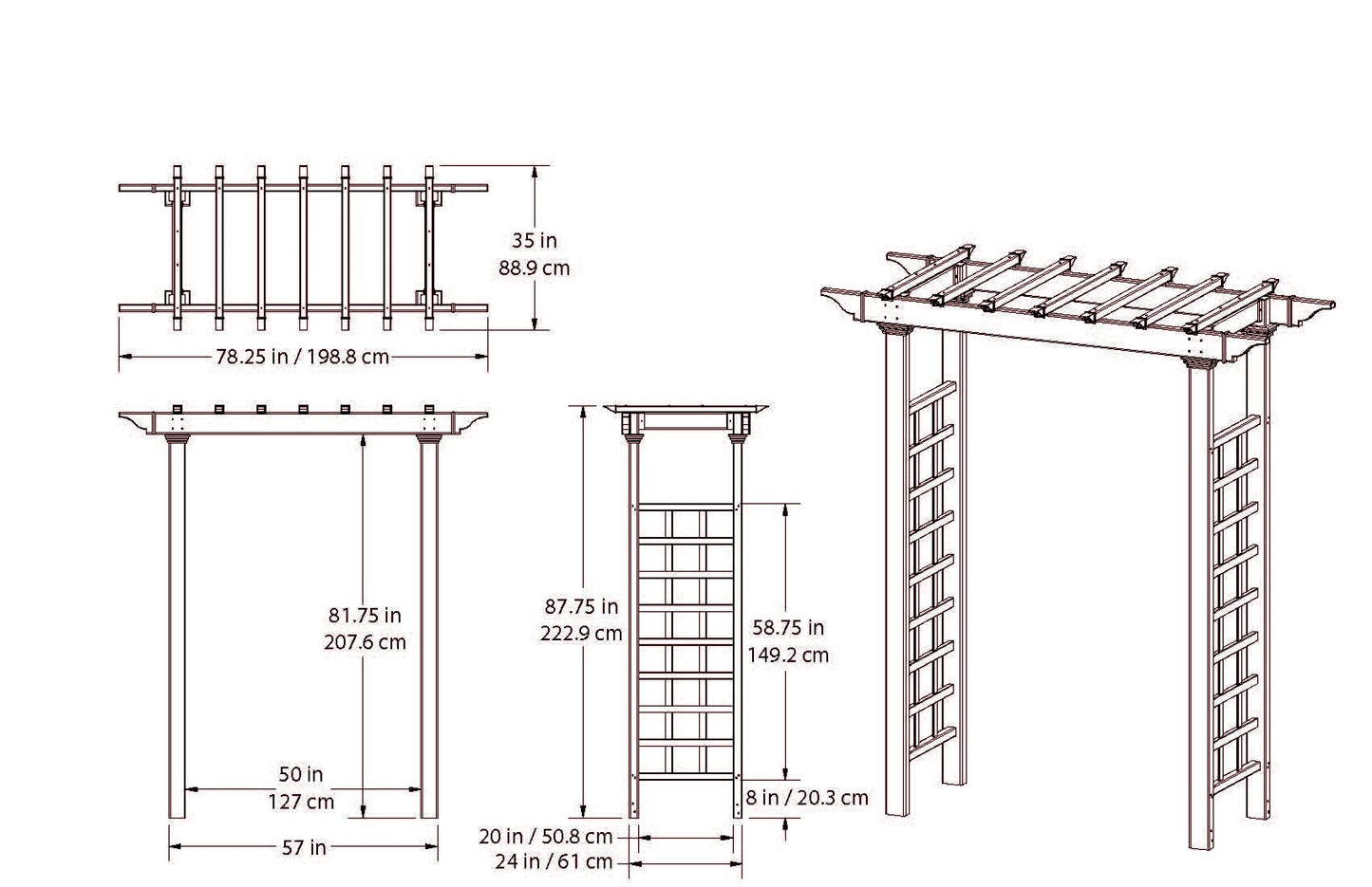 vita Carolina 57 inchW x 88 inchH Composite Vinyl Arbor
