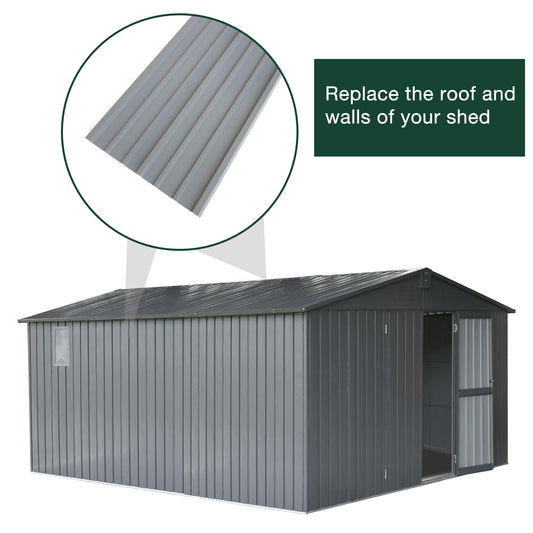 NeatiEase 10 Pcs Metal Roofing Panels, 8.1 Feet Corrugated Galvanized Roofing Panels Metal Siding Panels with Steel Screws for Pergola, Gazebo, Shed, Outdoor Storage, Chicken Coop, Patio,Garages