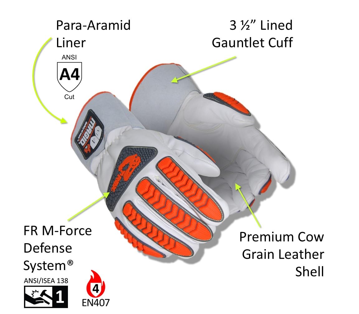 MAGID T-REX TRX848M Inferno Series Heat Resistant Welder's Gloves, 24 Pairs, Full Leather, Size 9/L, Red & Gray