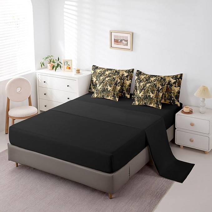 Feelyou Camouflage Print Bed Set Boys Girls Twin Size Camo 7 Pieces Bedding Set for Kids Women Men Military Duck Hunter Bed Set Includes Comforter, Sheet Set, Pillowcases Army Camo Room Decor