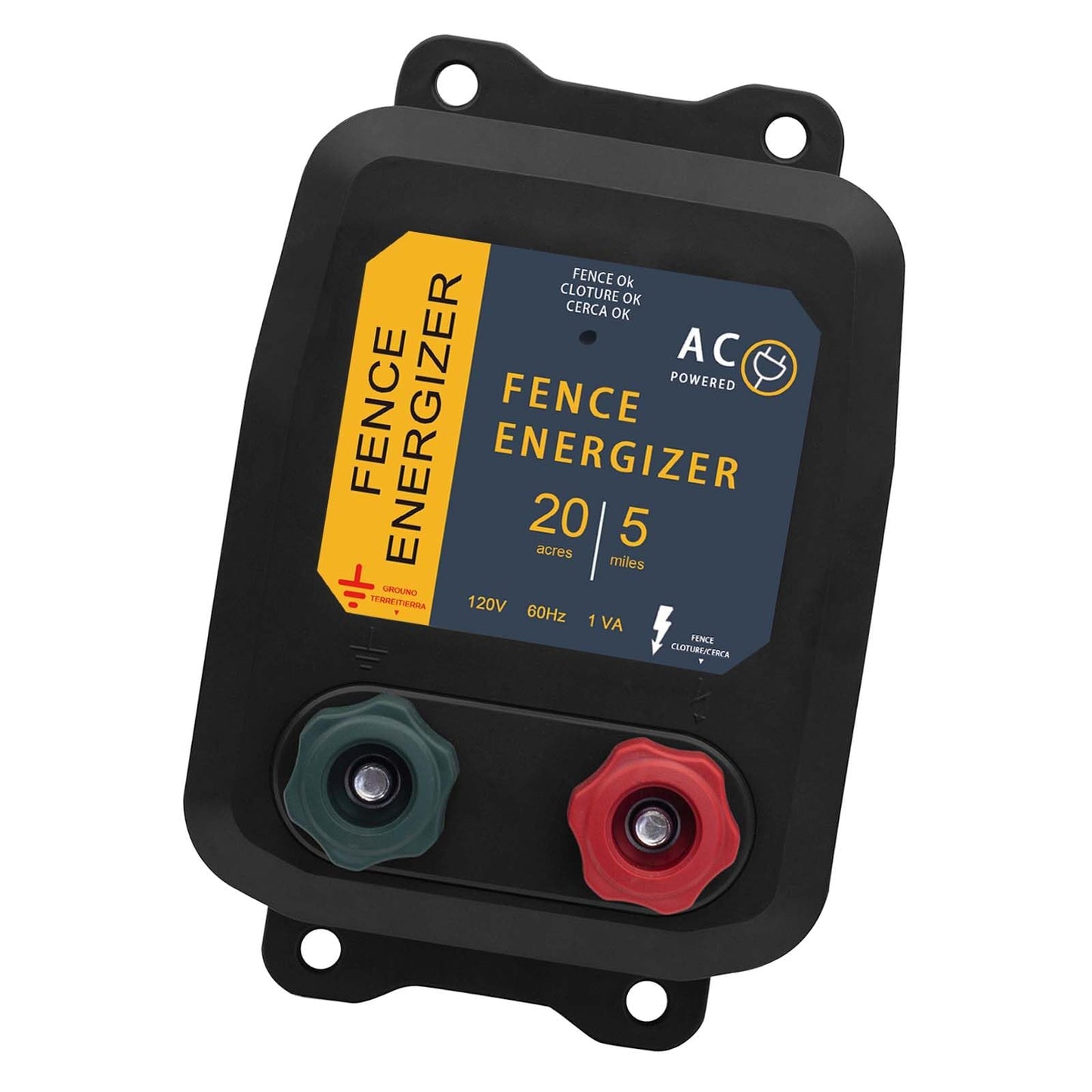 Electric Fence Energizer for Preventing Wild Animals Intruding，PE5 Electric Fence Charger，5-Mile/20 Acres Output Voltage 5000 V 0.2 Joule