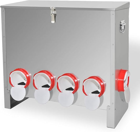 Automatic Poultry Chicken Feeder No Waste Metal Large Capacity 88 lbs Feeders for Chickens Ducks, Geese Bantams Pheasants Coop Weatherproof (10-Port)