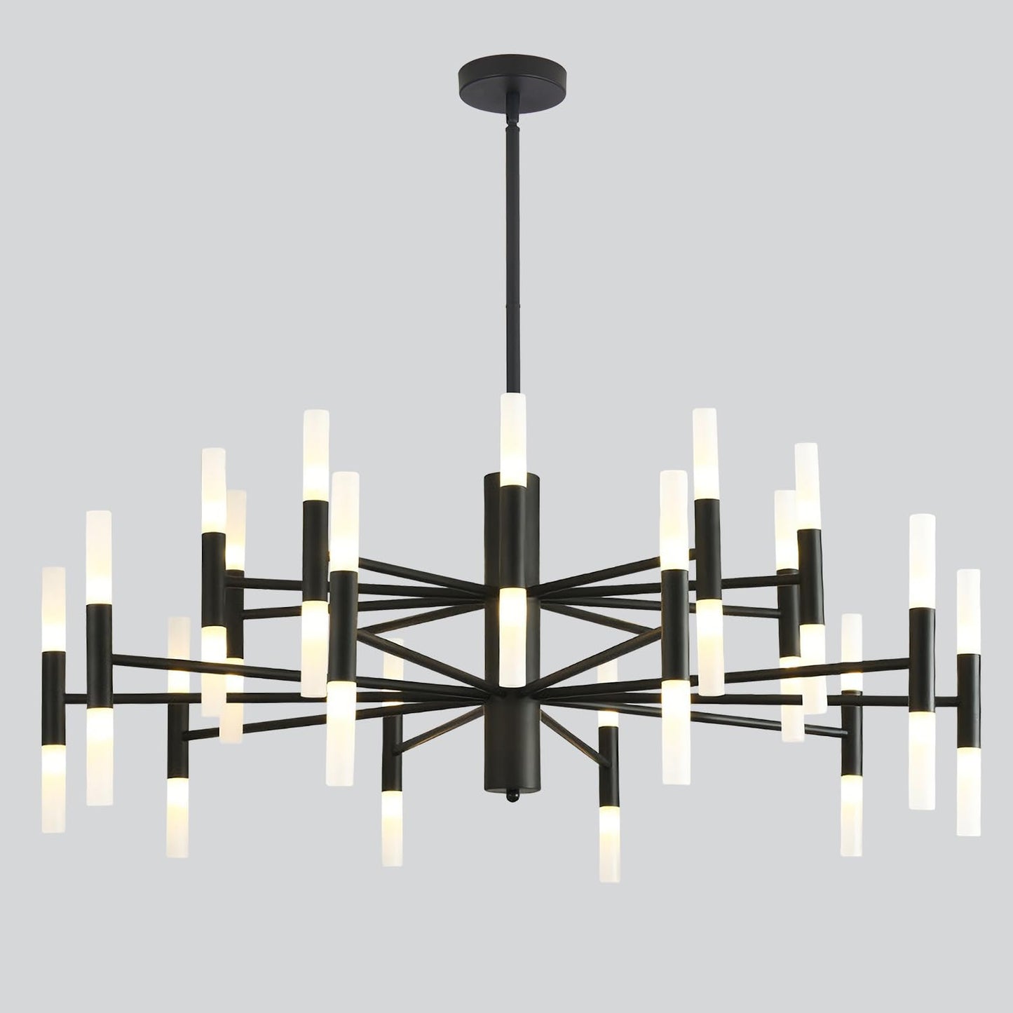 KCO Lighting Black Sputnik Light Fixture Vintage Chandelier 40 Lights Mid Century Modern LED Transitional Farmhouse Bedroom Ceiling Light