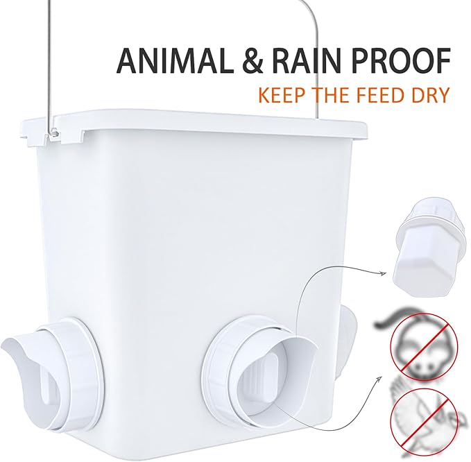 Large Automatic Chicken Feeder and Waterer Set Hanging Chicken Water Feeder Poultry Feed Bucket