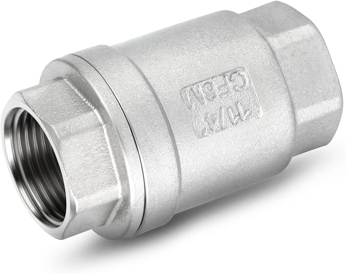 TAISHER 1PCS 304 Stainless Steel 1-1/4" Female Vertical Check Valve，Backflow Prevention, One Way Spring Check Valves CF8 WOG 1000