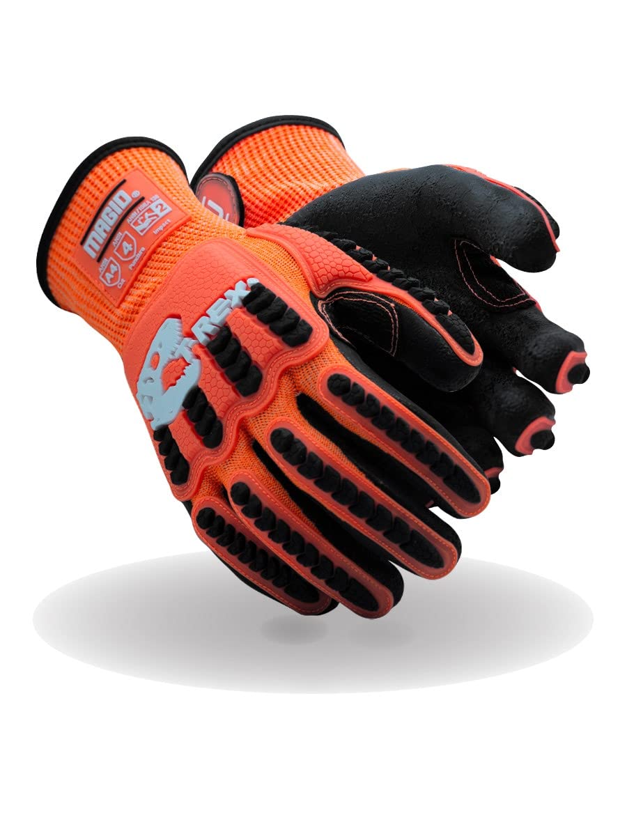 MAGID T-REX Flex Series ANSI A4 Knit Impact Glove with Latex Palm, 48 Pairs, Size 8/Medium (TRX569)