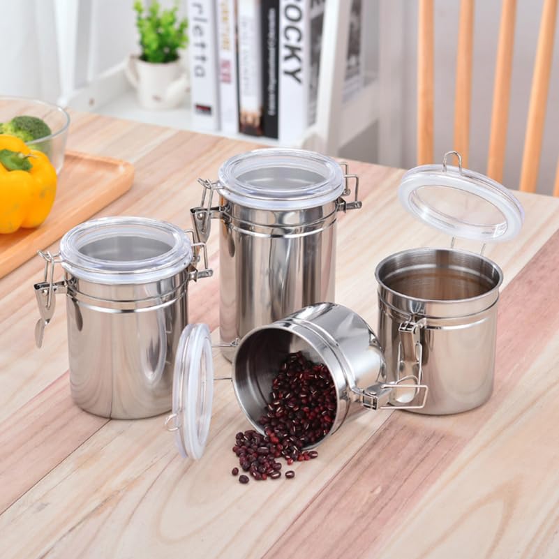 STOBAZA Stainless Steel Canisters for Kitchen, 65 Oz Airtight Food Storage Canister with Clear Lid, Metal Food Container for Sugar, Flour, Tea, Candy, Cookie, Spice
