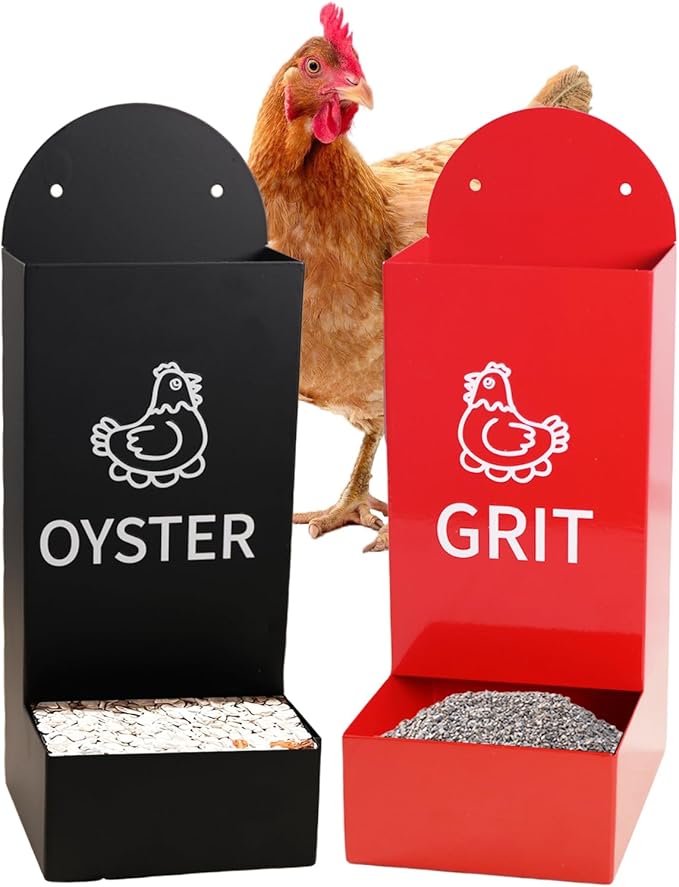 Chicken Oyster Shell Feeder and Grit Feeder Metal Chicken Feeder Chicken coop Accessories Automatic Chicken Feeder