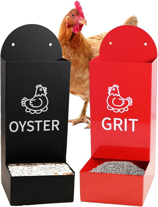 Chicken Oyster Shell Feeder and Grit Feeder Metal Chicken Feeder Chicken coop Accessories Automatic Chicken Feeder