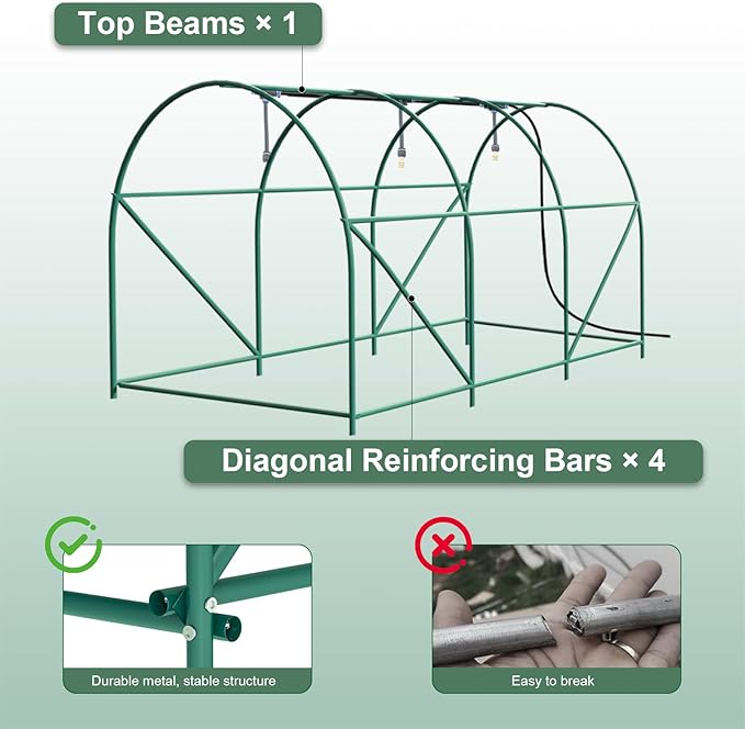 Greenhouse, Portable Greenhouses for Outdoors, Large Walk in Green House for Outside with Ventilated Roll-up Door and Reinforced Frame (Green, 10x7x7 ft w/ Irrigation System)