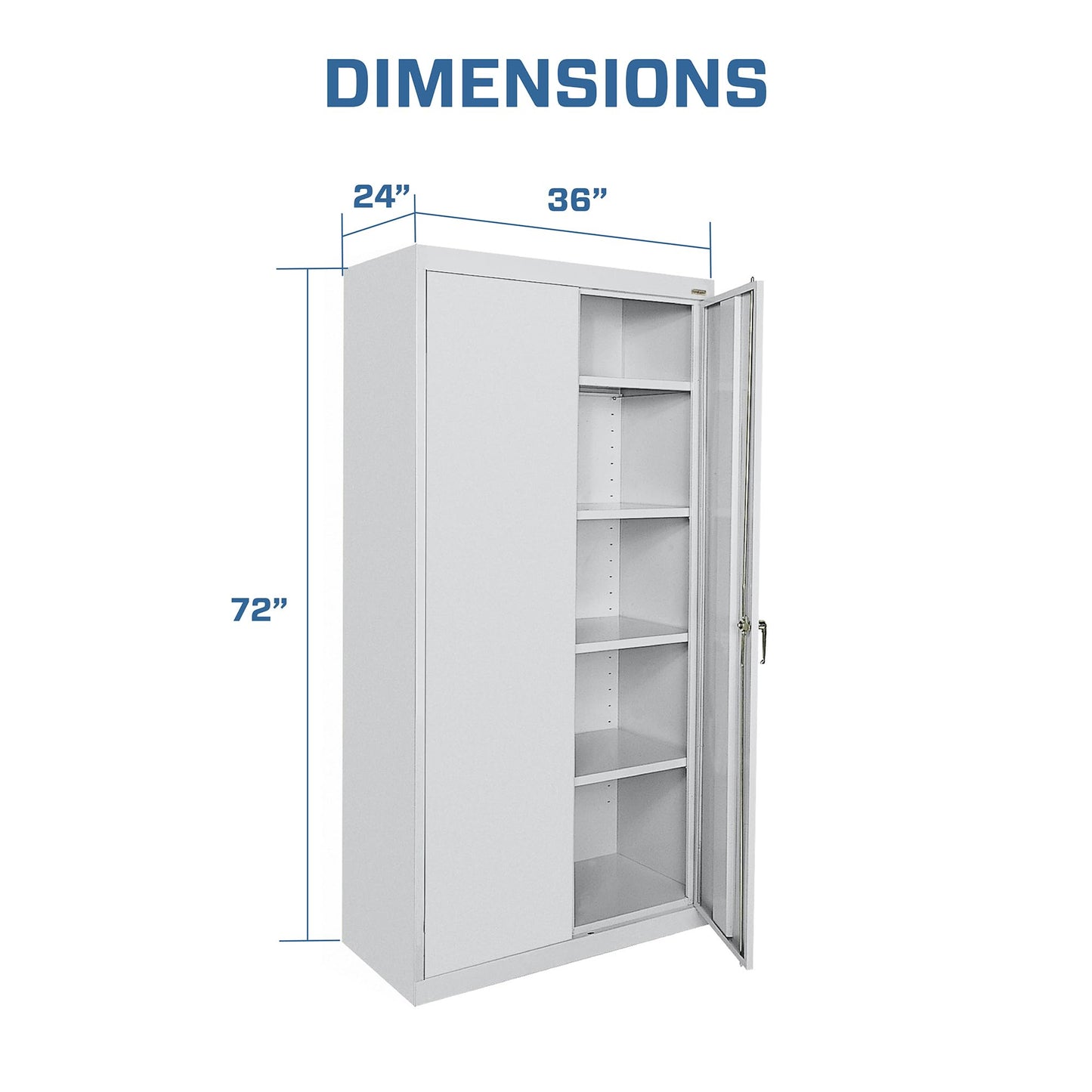 Sandusky CA41362472-05 Classic Series Metal Storage Cabinet with Adjustable Shelves, Locking Handle, 24" D x 36" W x 72" H, Dove Gray