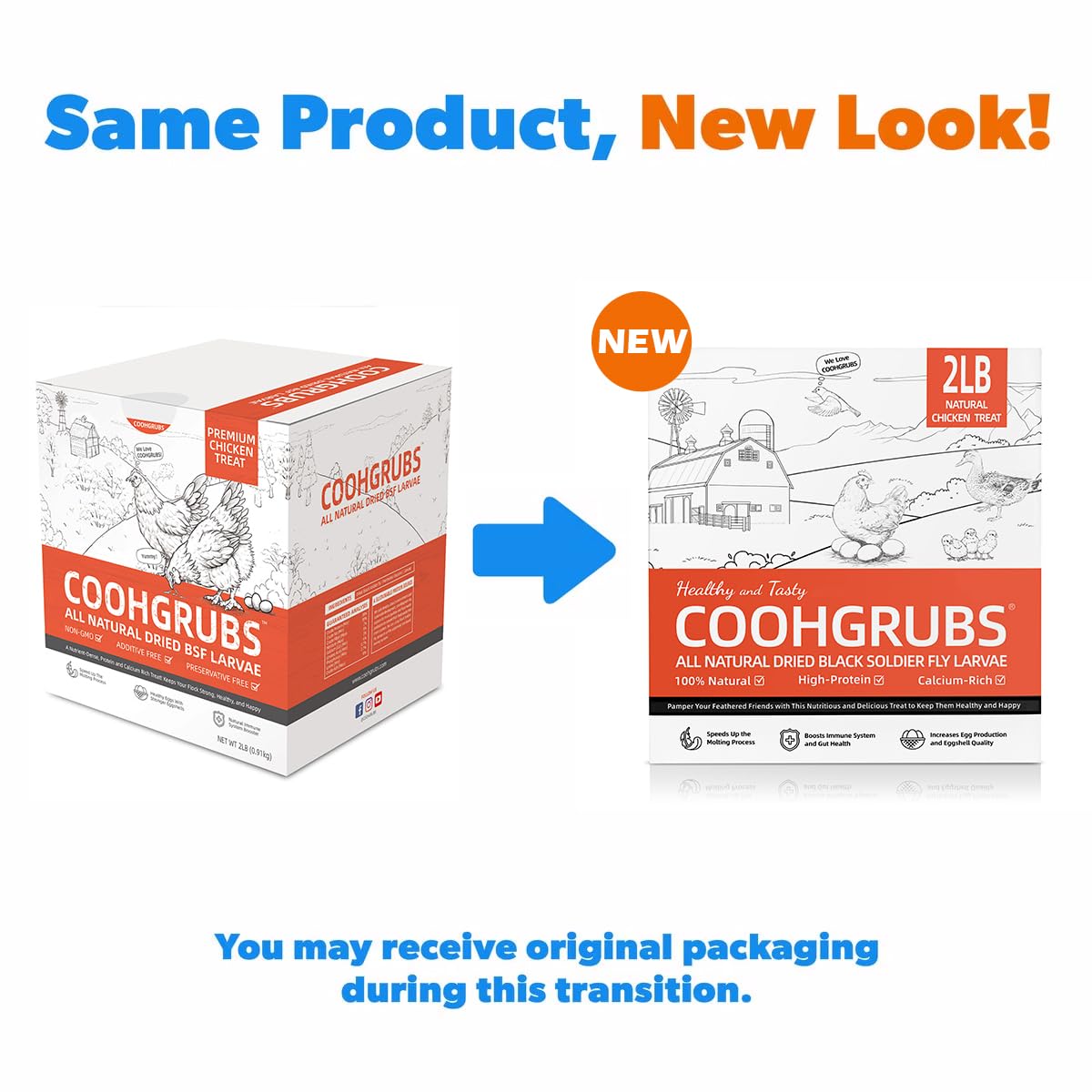 COOHGRUBS Dried Black Soldier Fly Larvae 2 lb – High Protein Chicken Feed with More Calcium Than Mealworms for Chickens, Birds, Reptiles & Small Pets