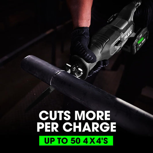 FLEX 24V Brushless Cordless 4-Tool Combo Kit: Circular Saw, Reciprocating Saw, Fixed Speed Angle Grinder, Drill Driver with 2.5 Ah, 5.0Ah Lithium Batteries and 160W Charger - FXM402-2B