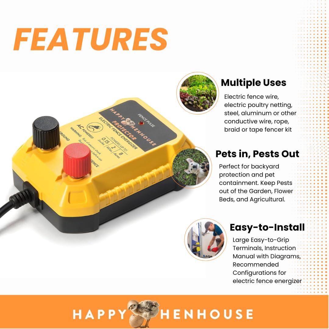 Happy Henhouse Fence Energizer with Electric Poultry Netting