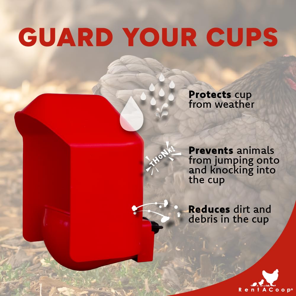 RentACoop DIY Waterer Kit - Auto-Fill Big Cups with Inserts - Great for Chickens, Ducks, Geese, and Turkeys- 6 Pack with Inserts and Anti-Dirt Cup Covers