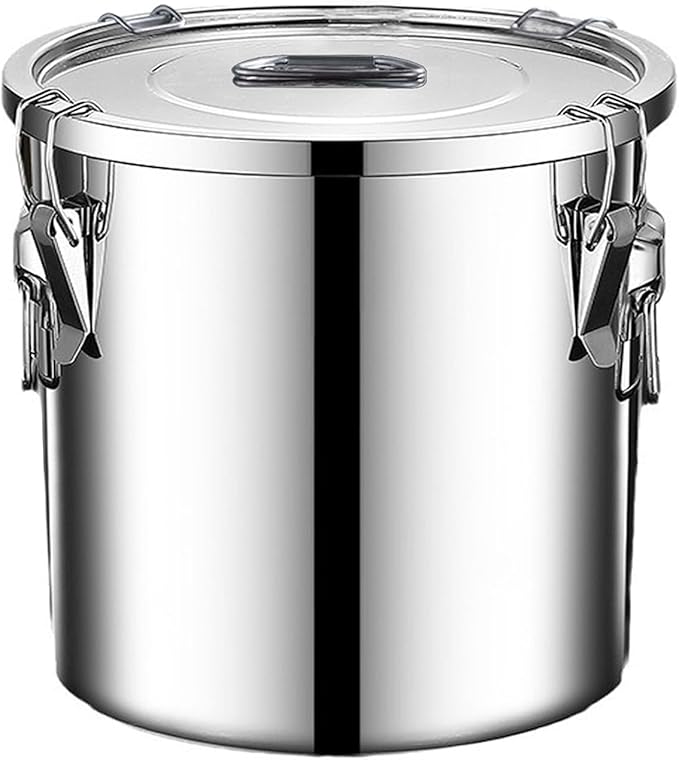 304 stainless steel food storage containers with lids lock clips airtight container large airtight for rice flour sugar grain coffee bean storage containers Kitchen jar (8.72gal/33L)