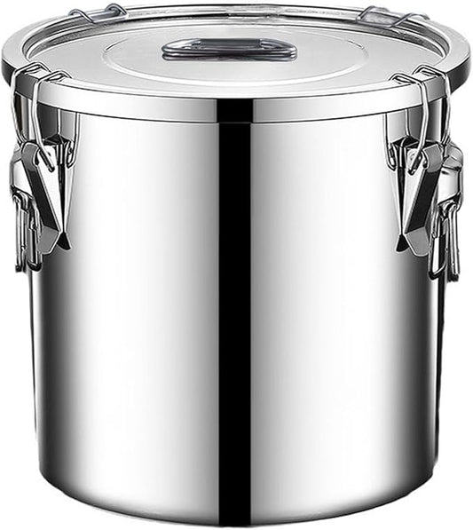 304 stainless steel food storage containers with lids lock clips airtight container large airtight for rice flour sugar grain coffee bean storage containers Kitchen jar (8.72gal/33L)