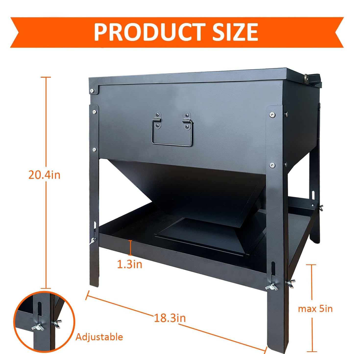 Large Capacity Automatic Chicken Feeder 80lbs Metal Poultry Feeder Set,with Latch & Handle Suitable for Chickens, Ducks, Turkeys（Adjustable Height）