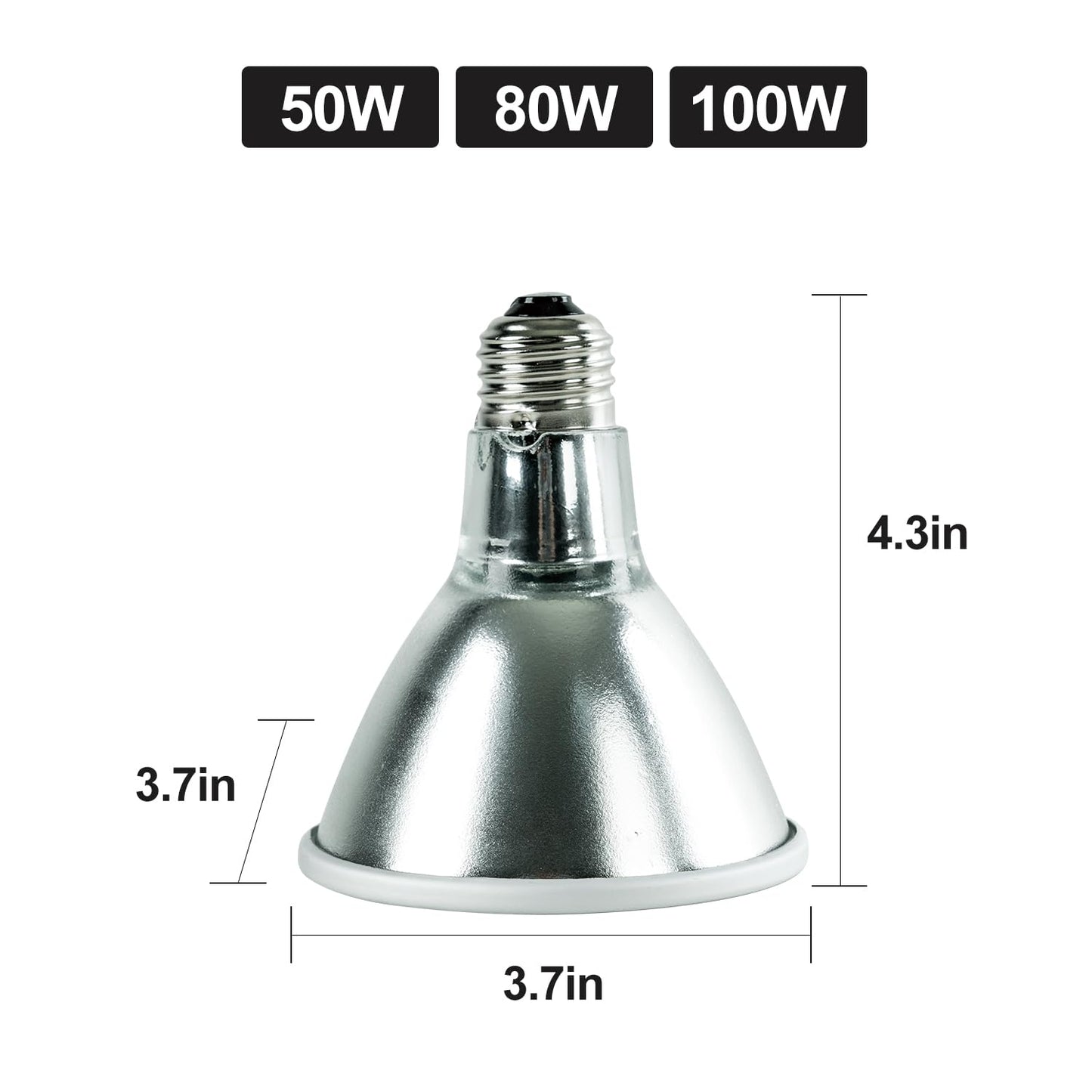 REPTI ZOO Reptile Basking Heat Lamp Bulb, 100W Splashproof Energy Saving Deep Heater Non-Luminous Carbon Infrared Heat Bulb for Reptile Amphibians
