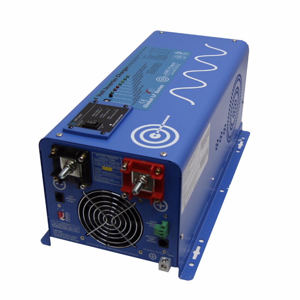 AIMS Power 2000 Watt 24 VDC Pure Sine Inverter Charger 120 VAC Output 30A Charger 30A Transfer Switch PICOGLF20W24V120VR