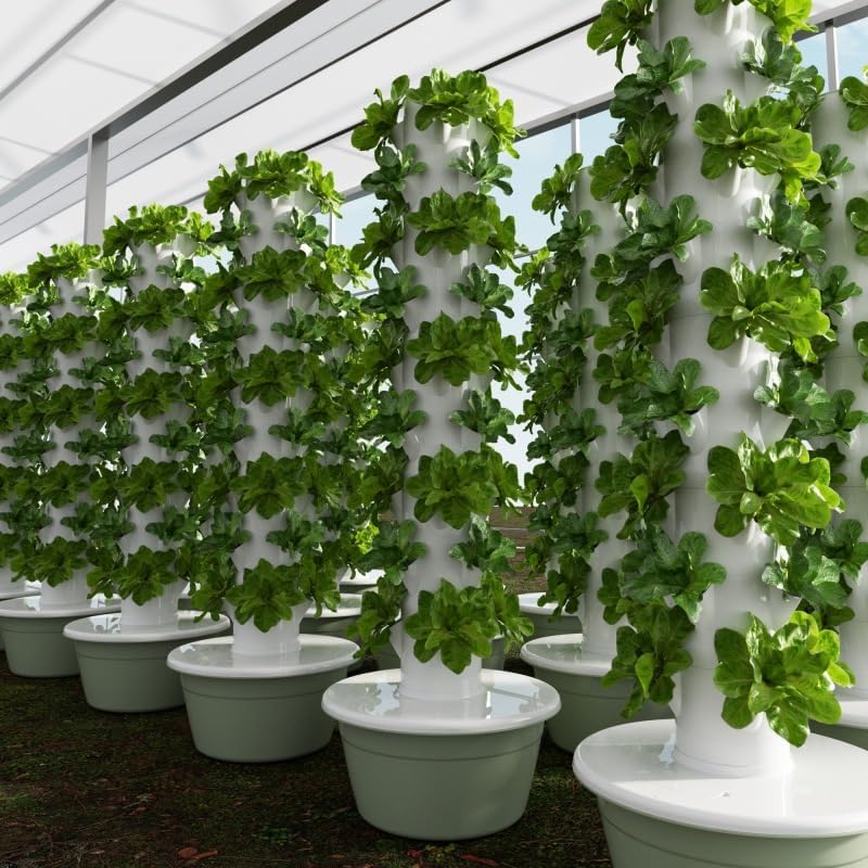 Vertical Hydroponic Grow Tower Aeroponic Tower for Fruits and Vegetables 9 Layer 36 Pots Planter with Water Tank and Pump
