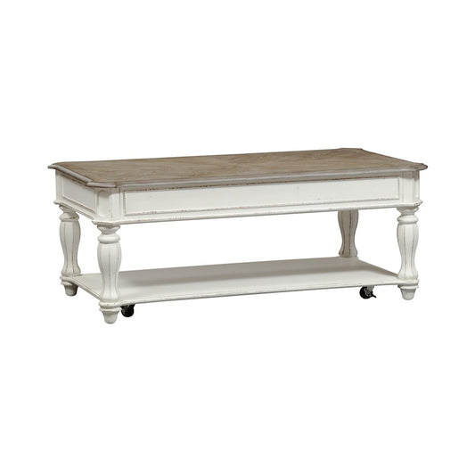 Liberty Furniture Industries Magnolia Manor Lift Top Cocktail Table, Antique White