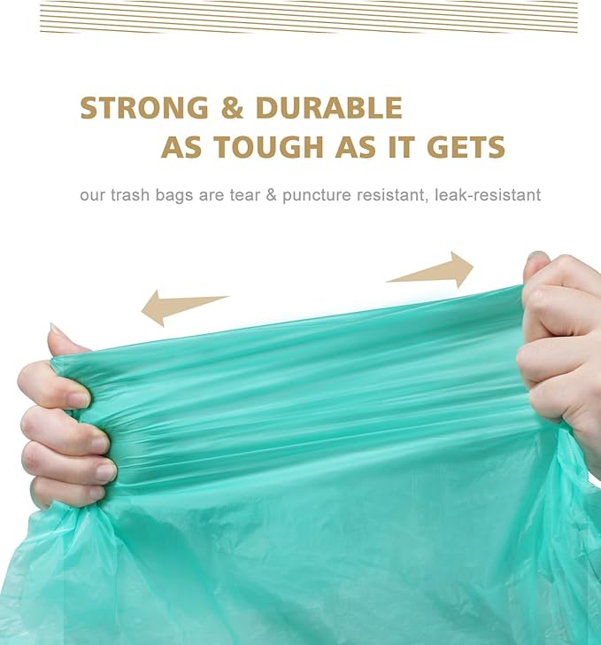Small Trash Bags, AYOTEE 2 Gallon Trash Bag Drawstring Compostable Trash Bags, 2.6 Gallon Trash Bag Bathroom Trash Bags Compost Bags Waste Basket Liners for Bathroom, Office, Pet (50 Count Green)
