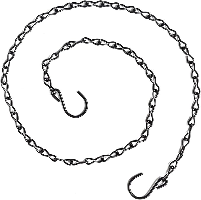 4Pcs Heavy Duty S Hook Steel Hanging Harness Chain for Hanging Poultry Drinker Feeder, Adjustable 40" Long, Tested Hold 30lb Weight