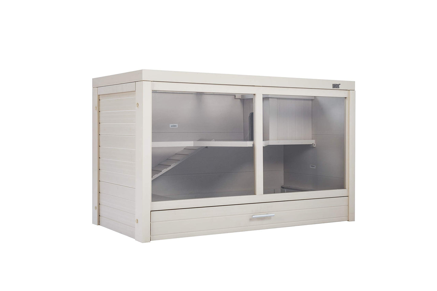 New Age Pet ECOFLEX Park Avenue Indoor Rabbit Hutch - Durable Composite with Scratch-Resistant Polycarbonate Panel, Stainless Steel Mesh Lid, Easy Assembly, 2 Rabbits Capacity