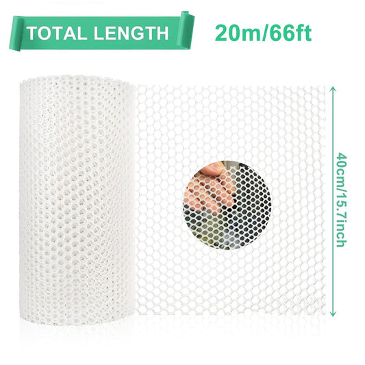 Plastic Chicken Wire Mesh Fence 15.7IN x 66FT,Poultry Fencing Garden Netting,Animal Barrier Fence,Construction Barrier Netting,Hexagonal Fencing for Farm,Frame Crafts,Floral Netting
