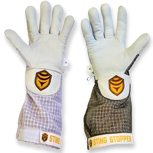 Sting Stopper Beekeeping Gloves, Ventilated Goat Skin Bee Gloves for Beekeepers, Sting Proof Bee Keeping Gear, Short Cuff Easy Fit, Protective Gloves for Apiary Work | Olive Green, X-Large