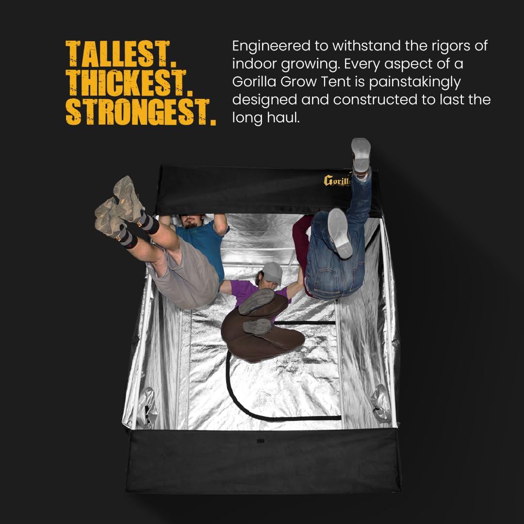 Gorilla Grow Tent Pro 2 x 2.5 x 5'11 to 6'11 w/Included Extension Kit - Tallest Premium Indoor Grow Tent, Thickest & Most Durable Gorilla Canvas, Strongest w/ 300lb Hang Capacity, Hydroponic Grow Box