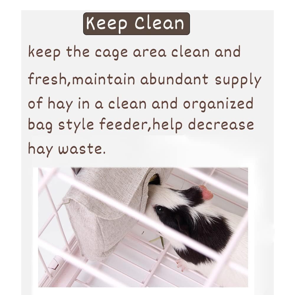 Rabbit Hay Feeder Bag, Guinea Pig Hay Feeder Storage,Sack Hay Bag Feeding Bag Storage for Chinchilla Hamsters Rabbit Guinea Pig Small Animals (M, Blue)