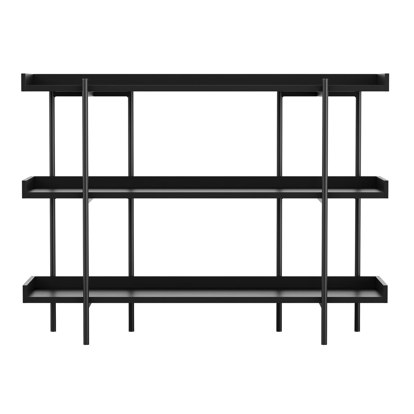 Martha Stewart Emmett 3 Shelf Bookcase with Vertical Metal Frame, Home Office Storage Display Unit, 35" H, Black Wood Grain/Oil Rubbed Bronze