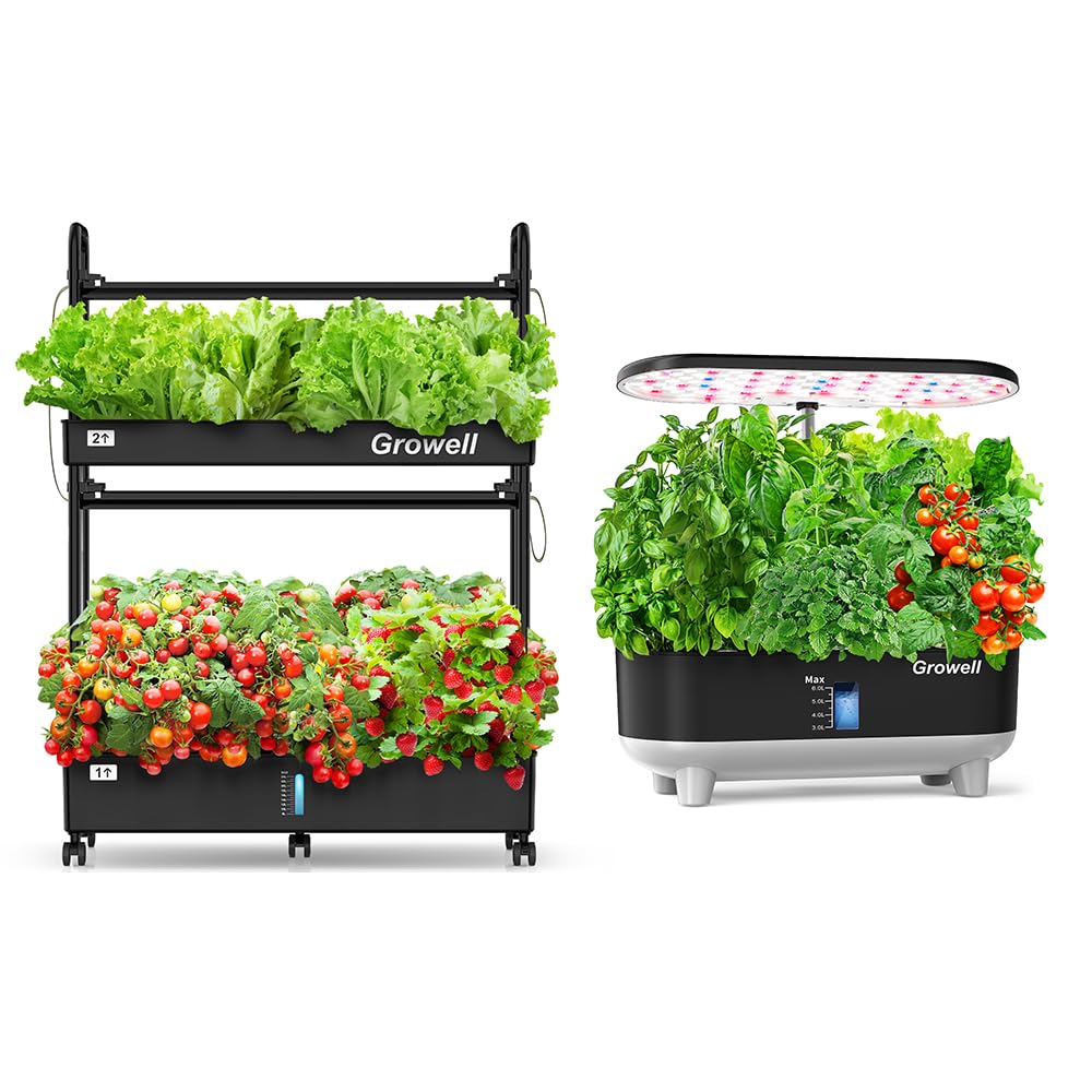 Growell 16 Pods Hydroponics Growing System Kit & 60 Pods Vertical Indoor Garden