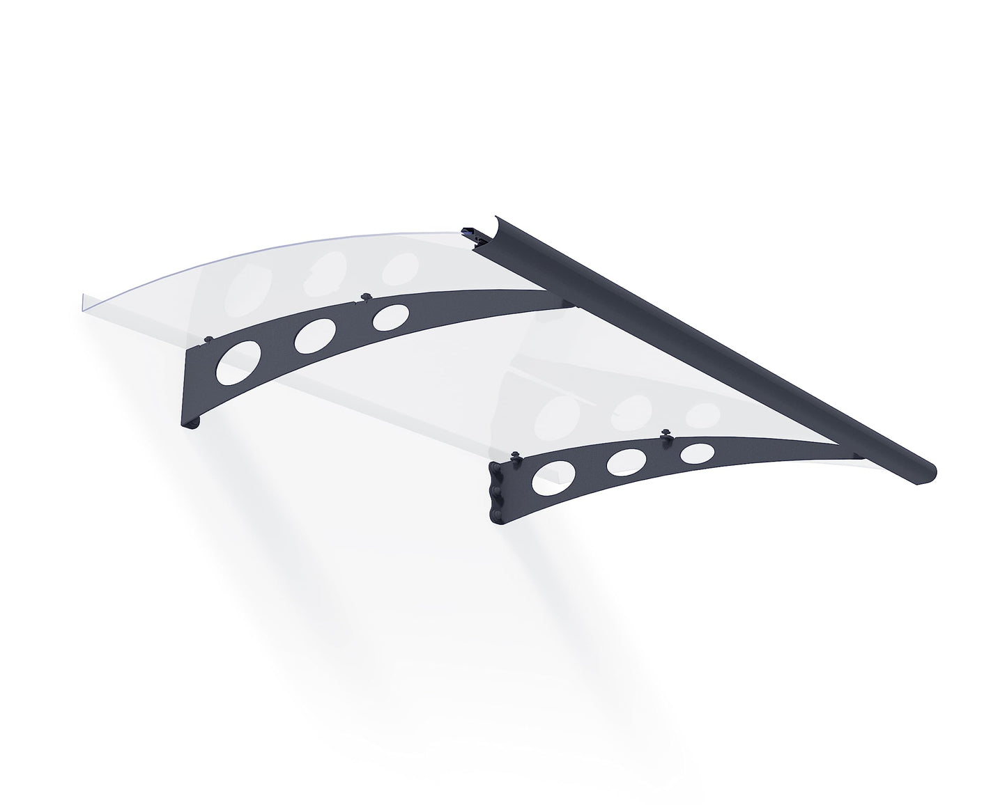 Palram - Canopia Garamond 1350-4' x 3' Window & Door Awning for Door Entrance, High-End DIY Polycarbonate Patio Canopy with Clear Panels, UV Protection, Modern Gray Metal Frame, Weather Resistant