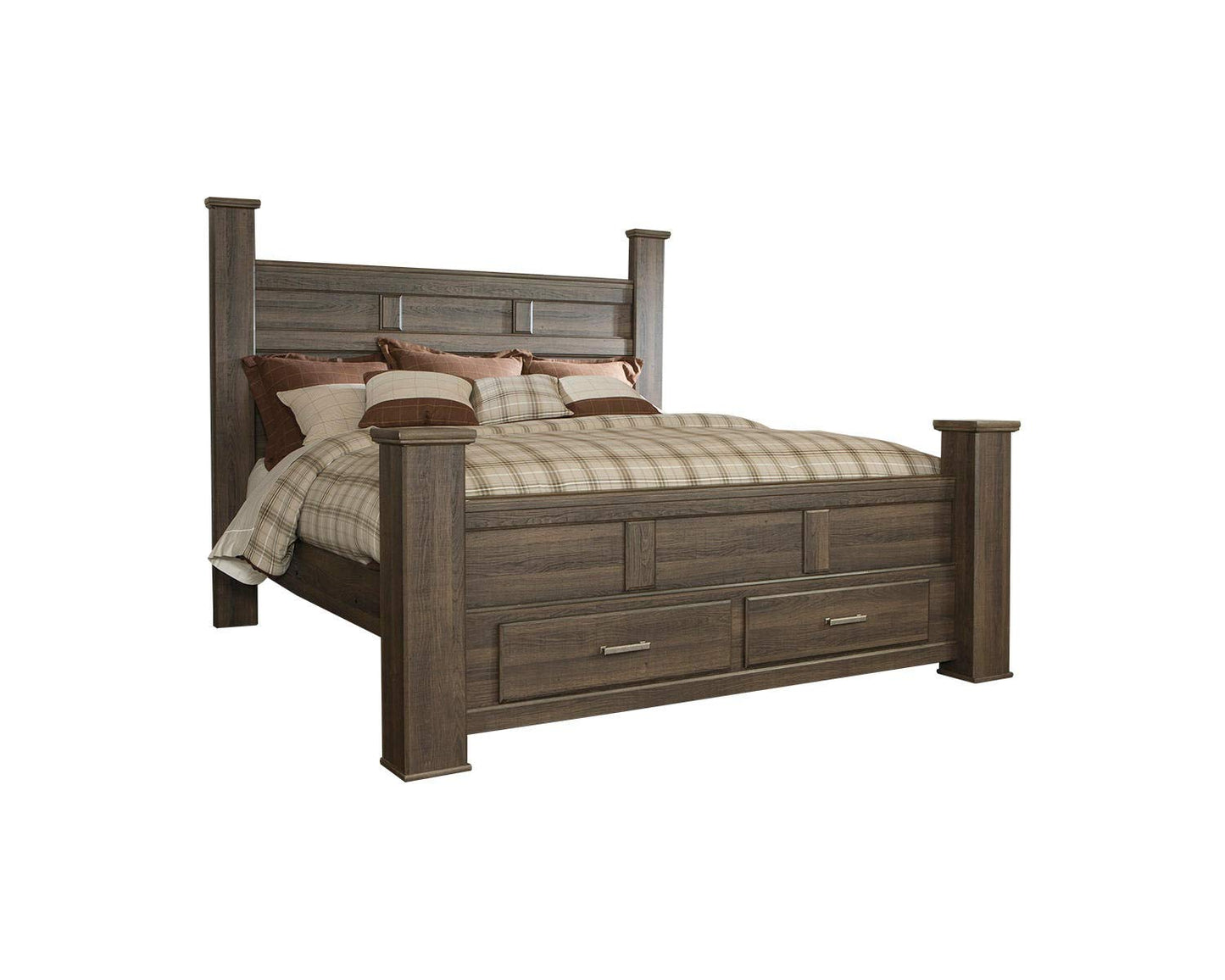 Signature Design by Ashley Juararo Rustic Poster Headboard ONLY, King/California, Weathered Brown