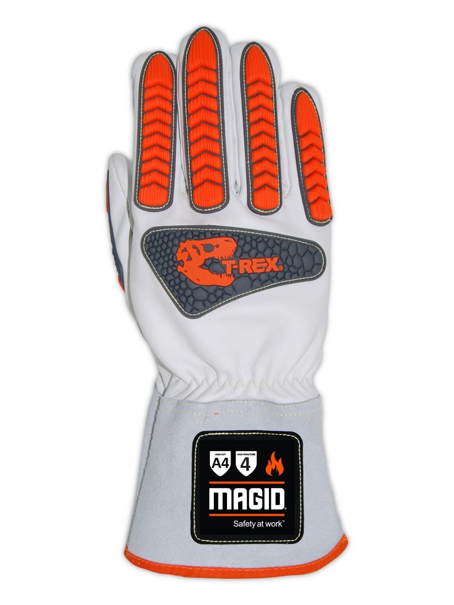 MAGID T-REX TRX848M Inferno Series Heat Resistant Welder's Gloves, 24 Pairs, Full Leather, Size 9/L, Red & Gray