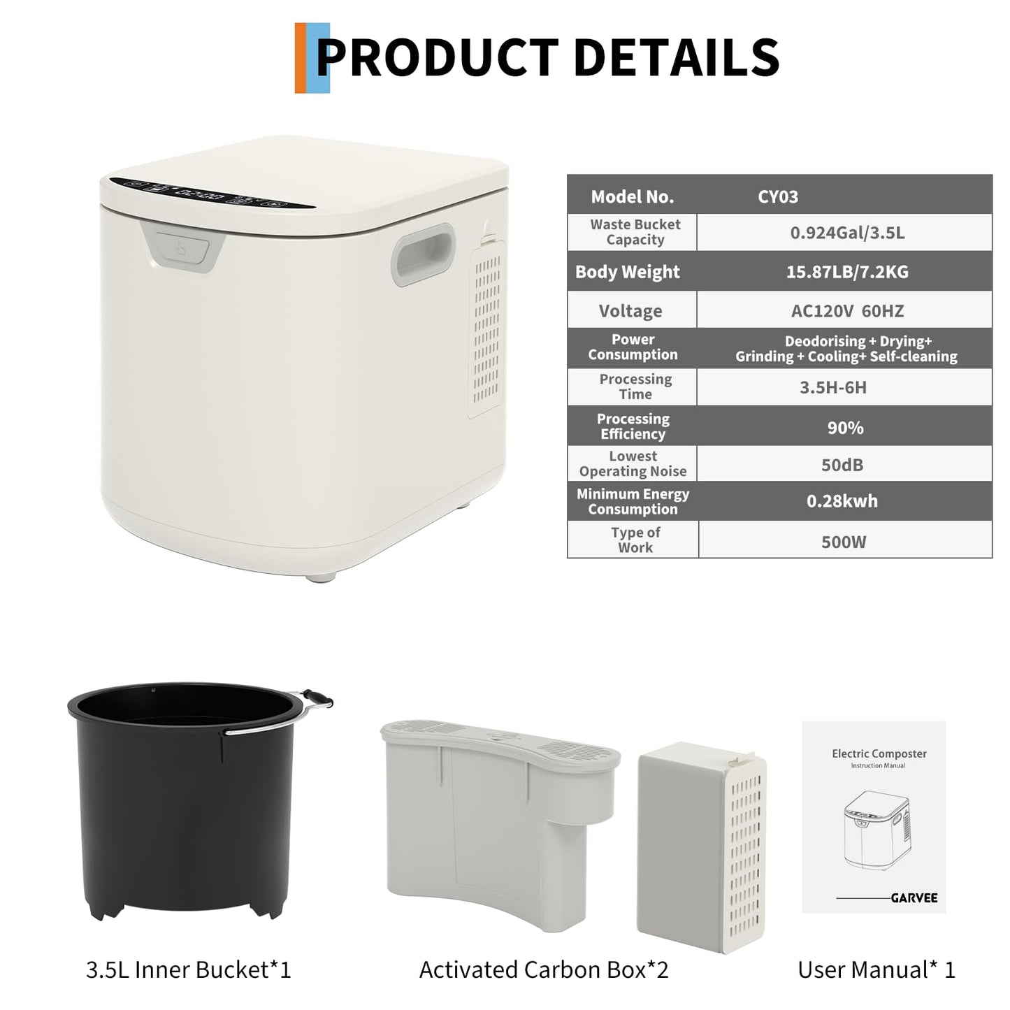 3.5L Electric Composter for Kitchen - Smart Odorless Food Waste Recycler with Auto-Cleaning & LED Display - Low-Noise Countertop Compost Bin Turns Scraps & Waste Into Fertilizer