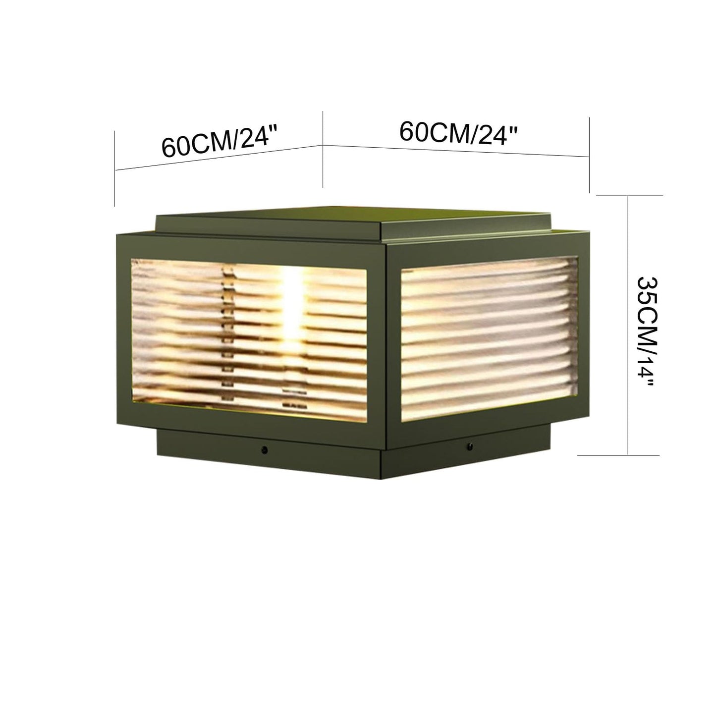 POSTTT Solar Modern Outdoor Column Light, LED Fence Light, Pillar Lamp for Flat Surface Patio Garden Decoration, IP54 Waterproof, E26 Bulb (Black, 24*24inch, Outdoor)