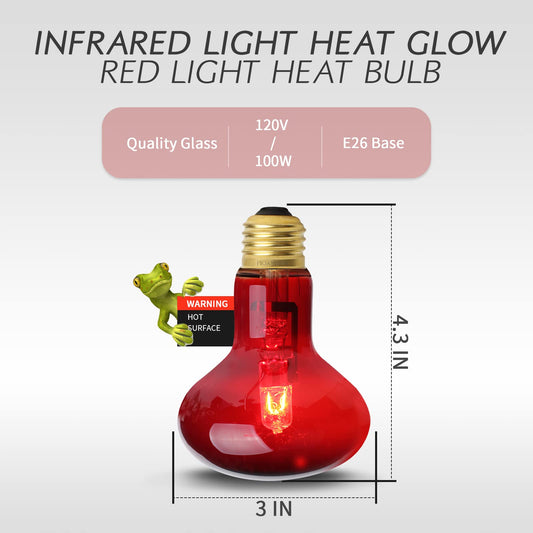FIVEAGE 75W Red Pet Light Heating Infrared Bulb UVA Spot Heat Lamp for Reptile and Amphibian Use - Lizard Tortoise Snake Chameleon 2 Pack