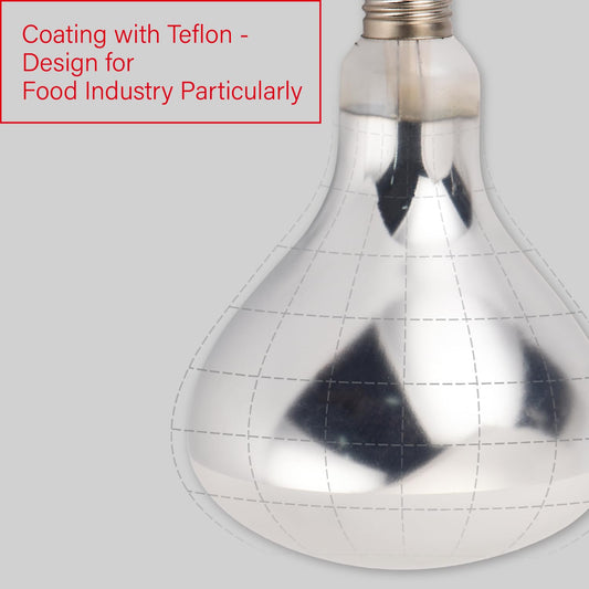FSCHLELUX Incandescent R40 Reflector Infrared Lamp, Explosion Proof Clear Glass, with Teflon Coating, E26 Base, Heat Lamp Bulb 375W Special for Food Service Industry, 2 Pack (R40INCT)