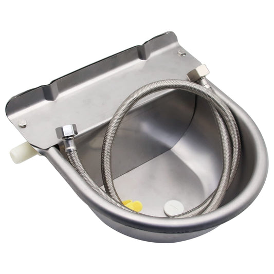 Automatic Horse Drinking Waterer Bowl,Upgrade Stainless Steel Farm Livestock Water Dispenser with Drain Hole and Float Valve for Horse,Dog, Chicken,Goat,Pig (A)