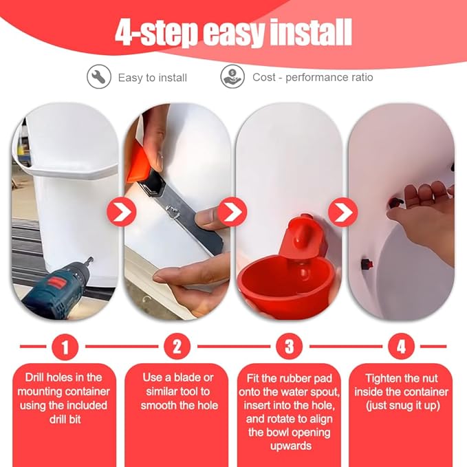 ZKZDSH 16 Pack Automatic Poultry Chicken Waterer Drinker Cups for Water Bucket DIY Automatic Chickens Coop and Ducks Water Dispenser Feeder Kit bebederos para gallinas with Mounting Hole Opener