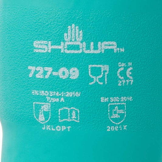 SHOWA Nitrile Gloves Large | Chemical Resistant | Unlined | 13 Inches Length | 12 Pairs, Pack of 12