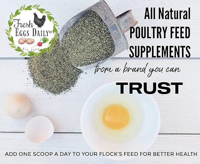 FRESH EGGS DAILY Organic Coop Kelp Feed Supplement Vitamins for Backyard Chickens and Ducks 20 oz