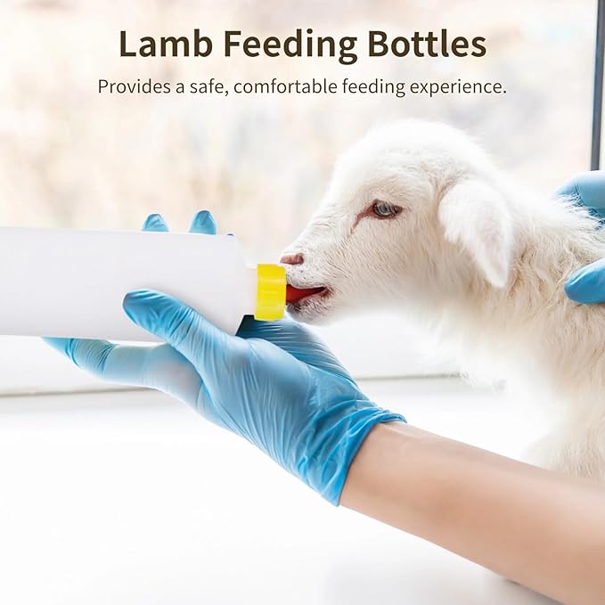 10 Pcs Lamb Feeding Bottles, Large Goat Nursing Bottles with Nipples, Leak-Proof Plastic Milk Bottle, Drinking Bottle for Goats, Sheep, Pigs, Outdoor-Friendly Animal Feeding Set