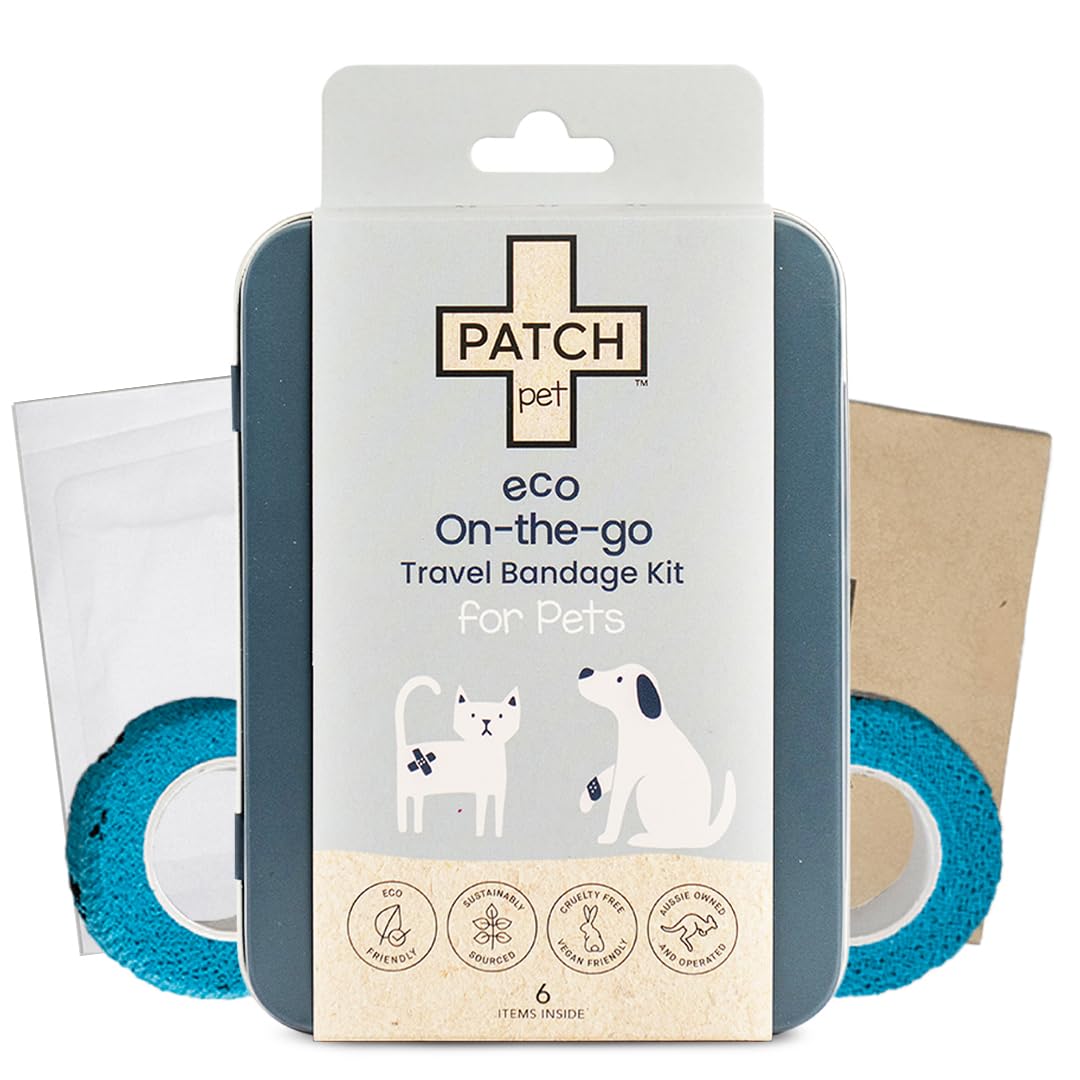PATCH Eco Pet First Aid Kit for Dogs and Cats. Cat and Dog First Aid Kit with Bandages, Gauze Pads & Glove. Emergency Kit for Animals Including Puppy