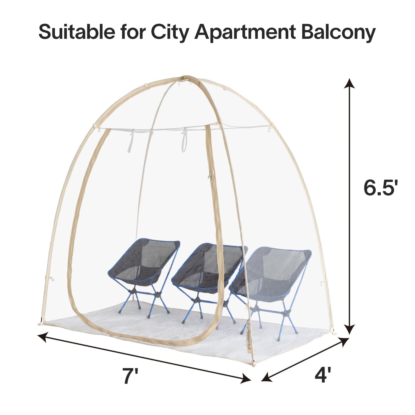 Eighteentek Sports Tent 7'X4'X6.5'H, Instantly Pop-up Shelter Providing Protection from Cold, Wind, Rain, 540° Panoramic Clean Bubble Tent for Sports Events, Camping, Fishing, Cheering, Parades