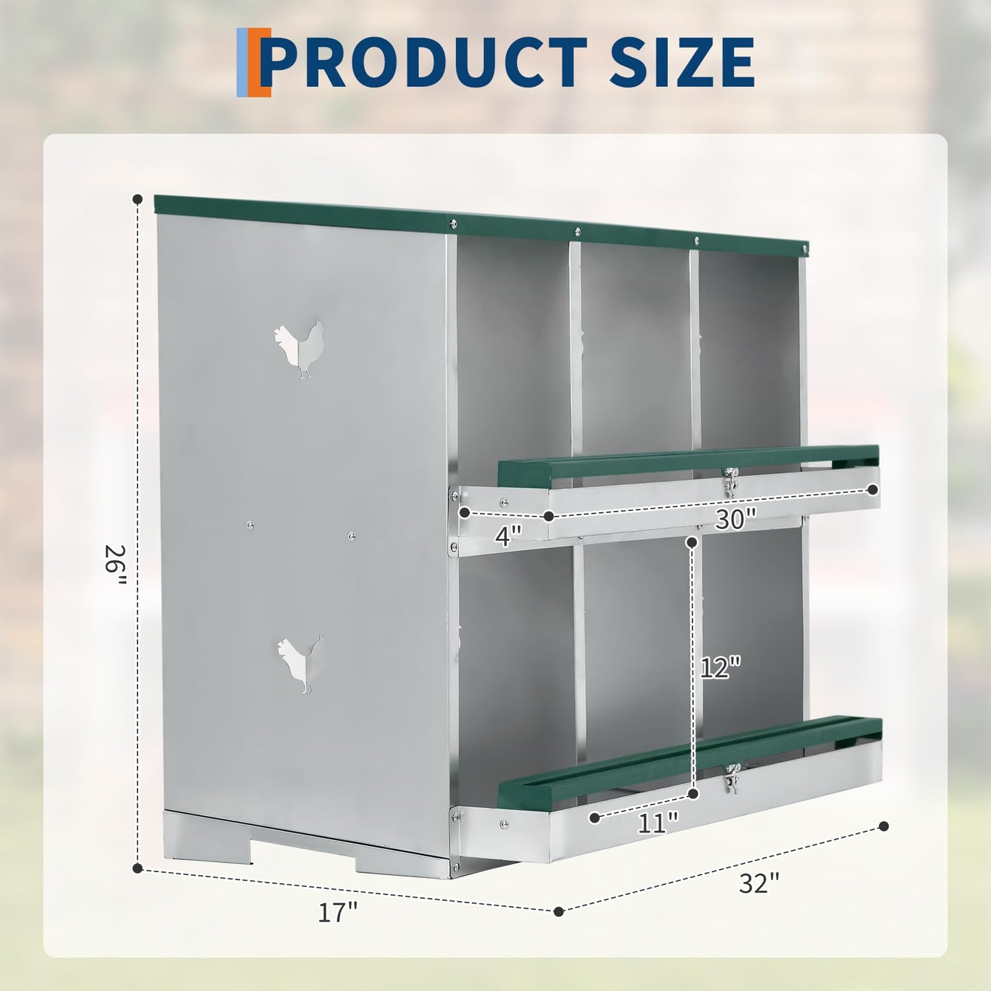 GarveeTech 6 Compartments Chicken Nesting Boxes for Laying Eggs, Egg Laying Boxes for Chickens, Poultry Nesting Boxes to Protect & Collect Eggs